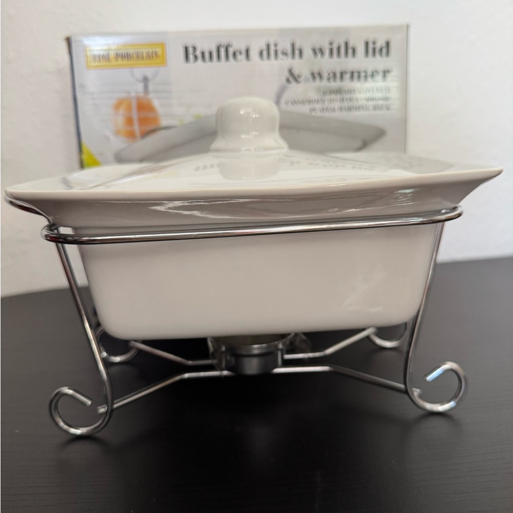 Vintage Kitchen Buffet 1.5 Quart Covered Casserole Dish w/ Warming Rack (NWT).